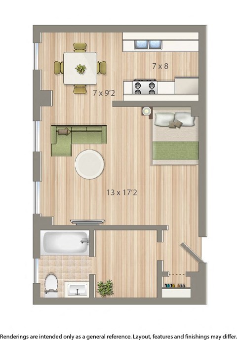 2800 woodley studio apartment floor plan rendering